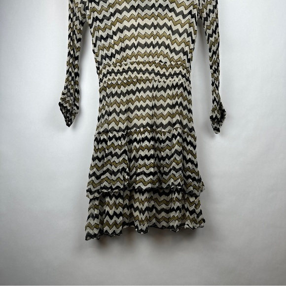 HD In Paris Anthropologie Sierade Zigzag Mini Ruffle Smocked Dress A| US Size 6 - Picture 9 of 11